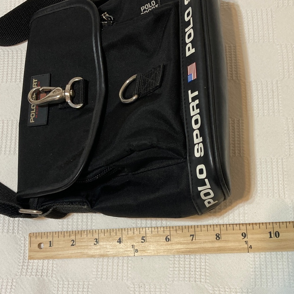 VINTAGE POLO SPORT RALPH LAUREN BLACK NYLON CROSS BODY BLACK BAG - Picture 14 of 16